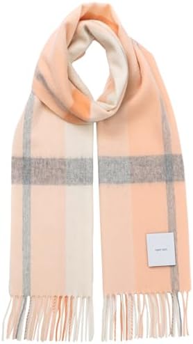 （04:00時点） [matti totti] Coral × Ivory カシミヤ マフラー カシミア マフラー 大判 厚手 レディース チェック柄 チェック ストール 100 女性 ロング リバーシブル カシミヤマフラー カシミアマフラー ギフト プレゼント B0011B-1070