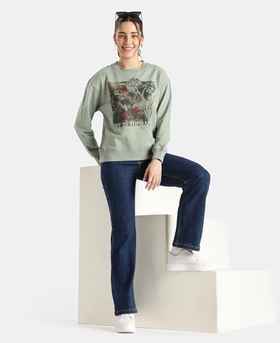 Image of Jockey A191 Women Super Combed Cotton French Terry Fabric Printed Sweatshirt