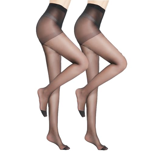 2 Pairs Black Sheer Tights for Women Butt - lifting Nylon Pantyhose 15D Breathable Women's Panty Hose(M/L)