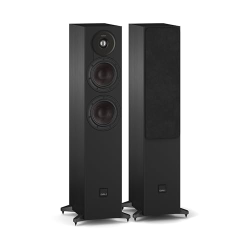 DALI SONIK 5 Slim Floorstanding Passive Hi-Fi Speakers – Dual 5.25” Clarity Cone Woofers, 1.1” Soft Dome Tweeter, SMC Magnet System, Black Ash (Pair)