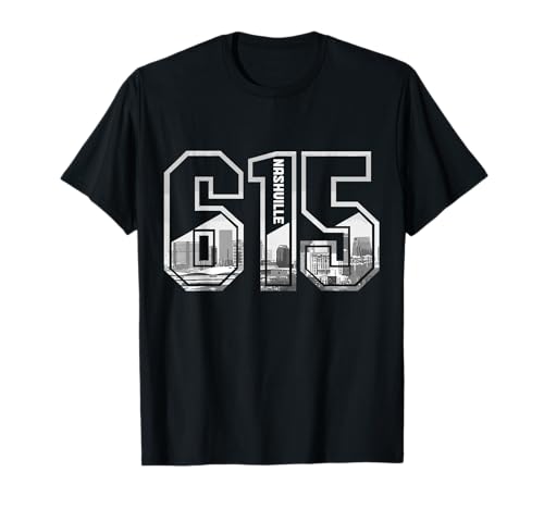 615 Area Code Pride Nashville Tennessee Skyline Vintage T-Shirt