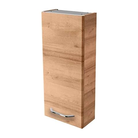 FACKELMANN Milano Hängeschrank mit Tür - Badezimmerschrank hängend mit 2 Einlegeböden fürs Badezimmer - Wandschrank in Holz braun Cover