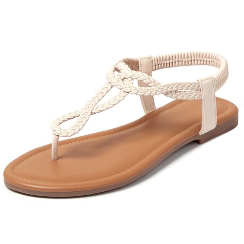 Image of zeetoo Women's Flat Sandals Summer T-StrapThong Bohemian Casual Comfortable Dressy Sandals for Women