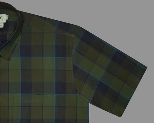 Image of GHPC 100% Cotton Checkered Half Sleeves Regular Fit Formal Shirt for Men