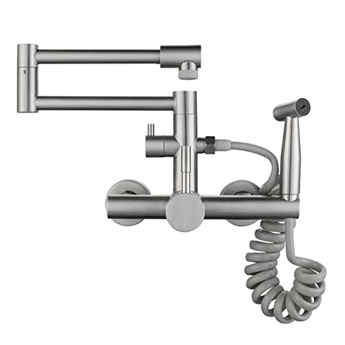 Robinet de cuisine mural en acier inoxydable brossé pliable - 2