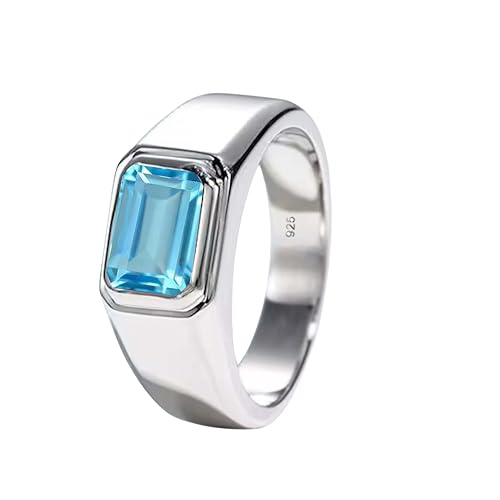 Materiale: argento sterling 925, pietra preziosa: topazio blu, forma: ottagono, colore: blu, stile: statement, dimensioni della pietra: 7*9, peso della pietra: 2-3 ct