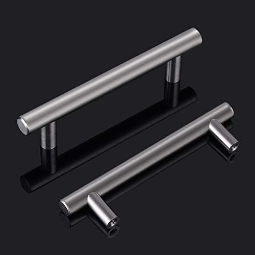Probrico (50 Pack) Solid Stainless Steel 3-3/4" Hole Centers Kitchen Cabinet Pulls Euro Bar Pulls Brushed Nickel Drawer Dresser Cabinet Handles Furniture Cabinet Hardware,6" Overall Length #TOP1