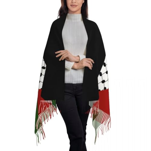 Scarfs For Women - Novelty Palestine Flag Pattern Pashmina Tassels Shawls And Wraps, For Evening Dresses Weddi2
