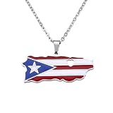 Generico Puerto Rico Map Pendant Necklaces Puerto Rico Flag Map Necklace Rican Cities Pendant Jewelry Gifts for Ricans Women Men (D)