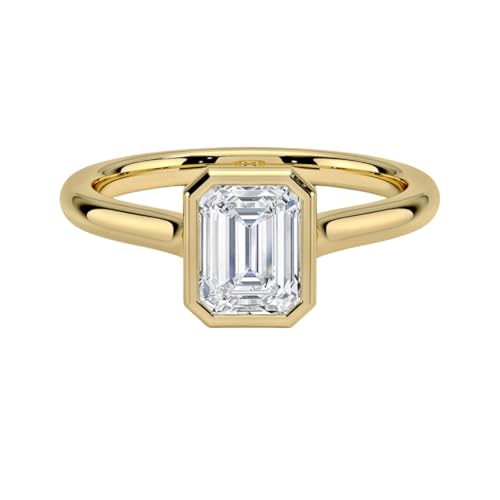 1-3 CT Emerald Bezel Moissanite Ring for Women in 925 Sterling Silver & 10k 14k 18k Solid Gold with Moissanite Engagement ring Christmas Gift for her