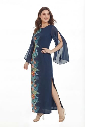 Image of Matchable Family Hawaiian Luau Men Women Girl Boy Clothes in Orchid Paradise Navy