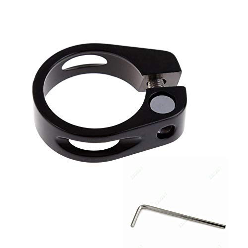 Mantain Bike Bicycle Seat Post Clamp Aluminum Alloy 31.8MM 34.9MM Black Red with Hex Tool (Black-31.8mm)
