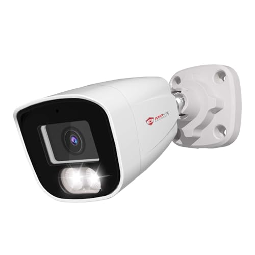 Anpviz 4MP Telecamera IP PoE Esterno, Rilevamento Intelligente delle persone, Visione notturna a colori intelligente, Microfono integrato, Involucro Interamente in metallo, Impermeabile IP66(U series)