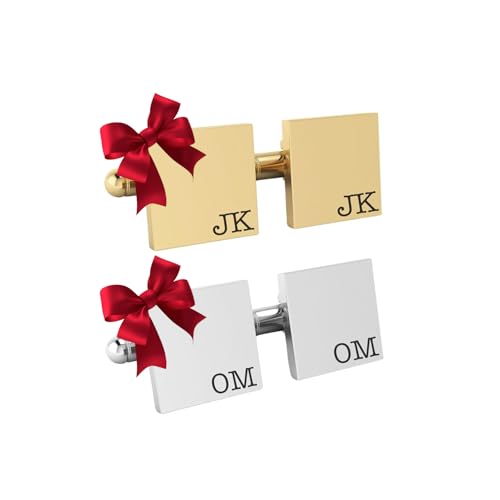 Mancuernillas personalizadas de acero y oro 18k para hombre miniatura 1
