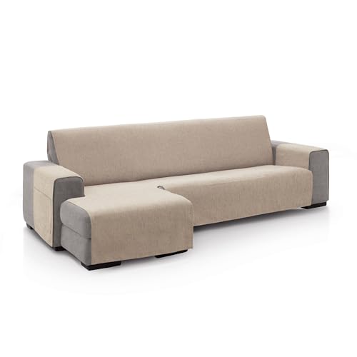 FAVERTI® Cubre Sofá Chaise Longue Brazo Izquierdo 240 (Visto de Frente) | Modelo PEGO | Beige | Chenilla Tacto Extra Suave, Protector Chaise de Calidad Hecho en España con Material Reciclado