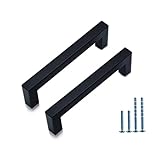 ENLACE Möbelgriffe Schwarz, 2 Stück Küchengriffe 128mm Lochabstand Edelstahl Schrankgriffe mit 8 Schraube, für Schublade, Schrank, Möbel, Küche, Küchenschränke, Kleiderschrank