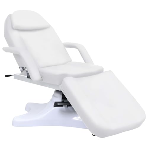 Teenpull Table de Massage Blanc réglable 180x62x(86,5-118) cm avec Dossier et Repose-Pied, Rotation 360 degrés, Pliable Portable pour kinésithérapie,...