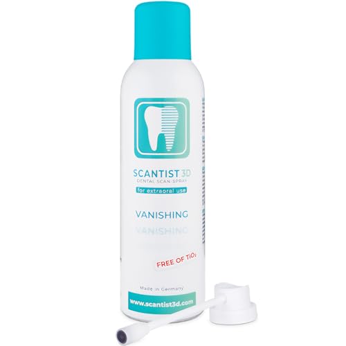 Scanist 3D Dental Extraoral Scanning Spray - Self-Vanishing Anti Glare Spray for 3D Scan, CAD/CAM, Light Scans, Camera & Video Recording - No TiO2, Pigment-Free & Ultra-Thin - 200ml