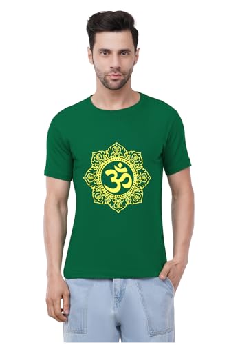 Image of Caseria Men's Cotton Printed T-Shirt -Om Designer | 100% Cotton | Half Sleeves | Regular Fit | Printed | Round Neck | Graphic T Shirt
