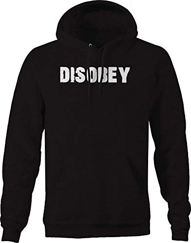 Vintage Disobey Pullover Hoodie Medium Black