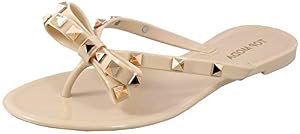 TOP Moda Top Moda Damen-Flip-Flops-Sandalen mit Nieten, mit Schleife, Hautfarben, 38 EU TOP Moda Top Moda Damen-Flip-Flops-Sandalen mit Nieten, mit Schleife, Hautfarben, 38 EU