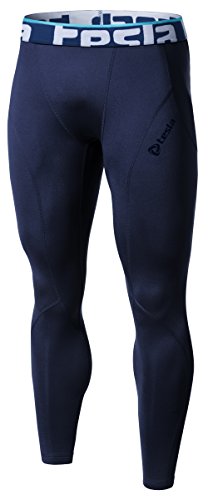 TSLA Men's Athletic Compression Pants, Thermal Wintergear Running Tights, Sports Leggings, Zero Cold Pants Midnight Navy, Medium
