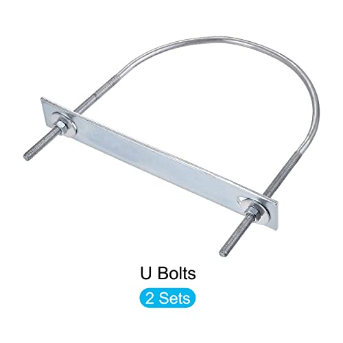 Image of METALLIXITY U Bolts 2 Sets (M6x142x180mm), Round U Bolt Steel with Accessories - for Construction, Pipe