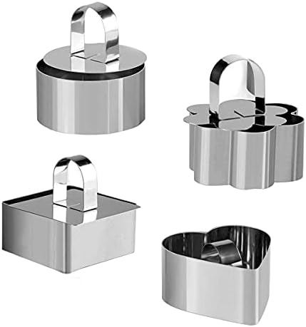Cake Rings Cooking Rings Dessert Mousse Mold Stainless Steel with Pusher for Desserts Making (4PCS)