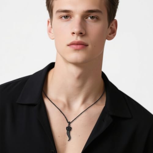 925 Sterling Silver Italian Horn Necklace Gold/Black/Silver Cornicello Pendant Necklace Italy Jewelry Gifts for Men Women2