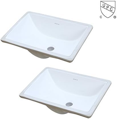 BOHARERS BC2001C-2 Two Pack Undermount Rectangular Lavatory Vitreous China Sink, White 18-Inch