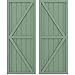 Ekena Millwork ARW102BF621X78TGH Americraft Six Exterior Real Wood Two Equal Panel Framed Board-n-Batten Shutters w/Double Z-Bar (Per Pair), 21"W x 78"H, Track Green