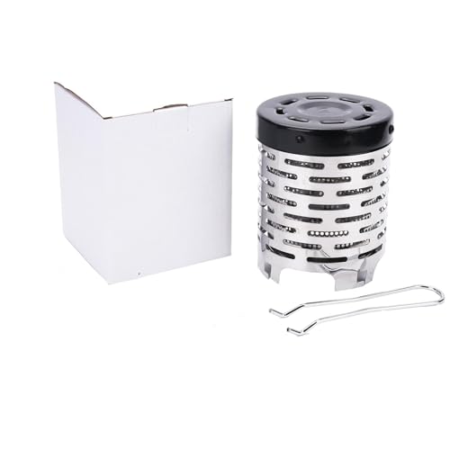 Fiocias Chauffage Portable Chauffant Mini Réchaud Poêle Énergie Accélérée Acier Inoxydable Stable Adapté Au Camping Sorties Balcon Tente, Couvercle Noir – vue 5