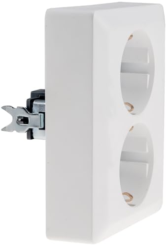 Base con contacto de protección MILOS Base doble doble 1 a 2 instalación empotrada en caja de empotrar 250V~/16A blanco