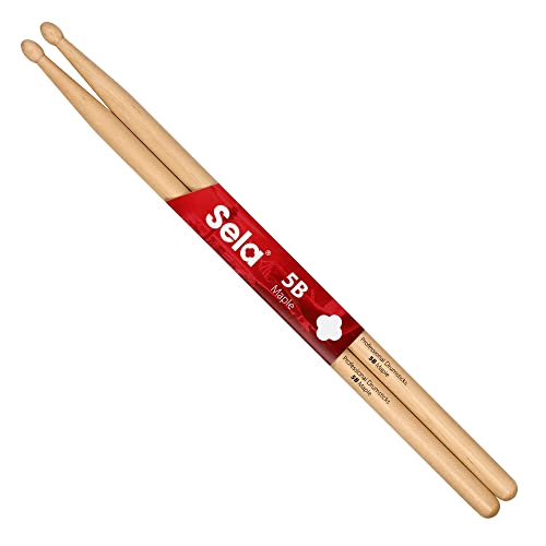 Sela baquetas profesionales de arce 5B – ideal para roca suave – baquetas de percusión para avanzados – 1 par de palos de madera de arce – forma ovalada