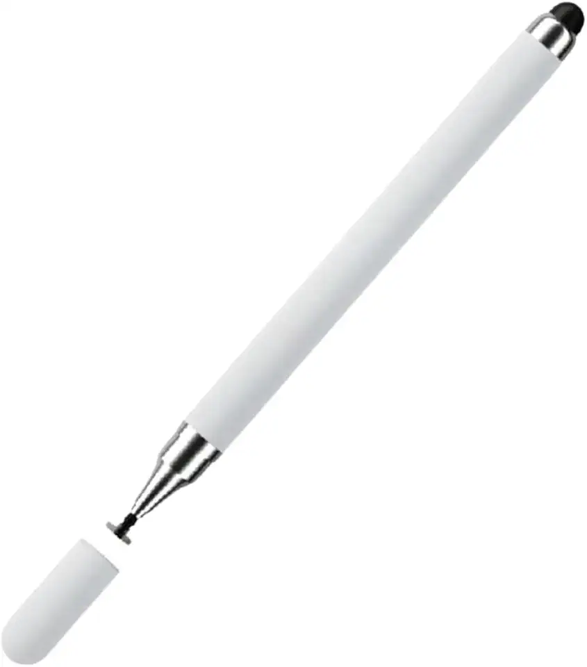 Caneta Stylus Touch Screen Universal 2 em 1 – Para Smartphones, Tablets, Ipad, Iphone e Telas Touch screen Compatível com iOS e Android - BRANCO