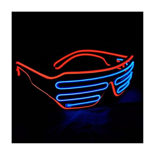 J&L Glasses LED Light Up Shutter Glasses EL Wire Neon Glasses Sound Activated for Halloween Disco Bar Party (Red,Blue, Clear) by J&L Glasses - Image 2