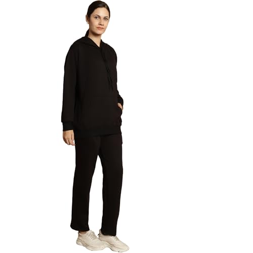 Image of Mack Jonney Solid Hooded Cotton Fleece tracksuit Co-Ord Set for Women-MACK32729