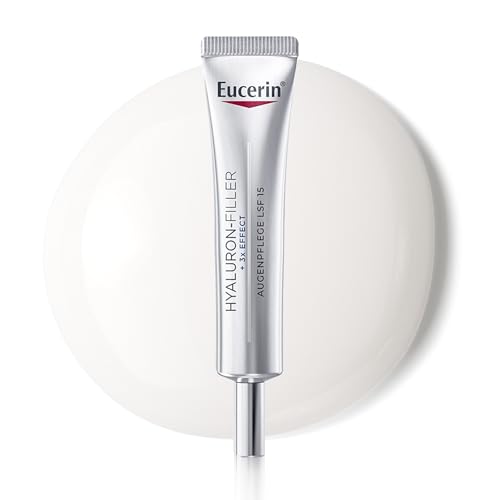 Eucerin Hyaluron-Filler + 3x Effect Augenpflege LSF 15 15 ml, Anti-Age Augencreme mildert Falten und spendet Feuchtigkeit, Formel mit Hyaluronsäure und Glycin-Saponin