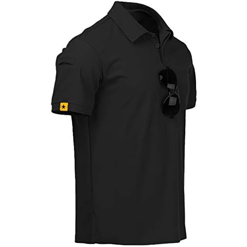 SCODI Mens Polo Shirts Performance Short Sleeve Tactical Shirts Athletic Golf Shirt for Men Daily Casual Collared T-Shirt Black 3XL Cover