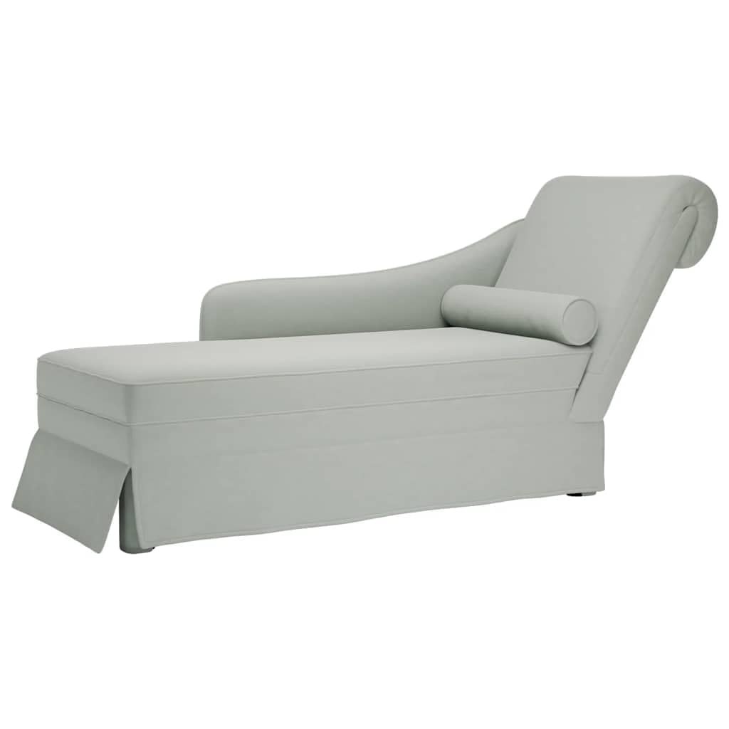 Chaise longue con cuscino cervicale e bracciolo destro, in velluto grigio