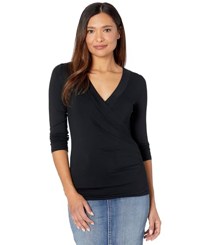 Lauren Ralph Lauren Surplice Jersey Top Polo Black XS at Amazon