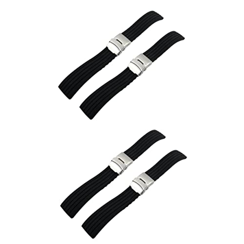Correa de silicona duradera y flexible con diseno de rayas para pulsera de repuesto de reloj
