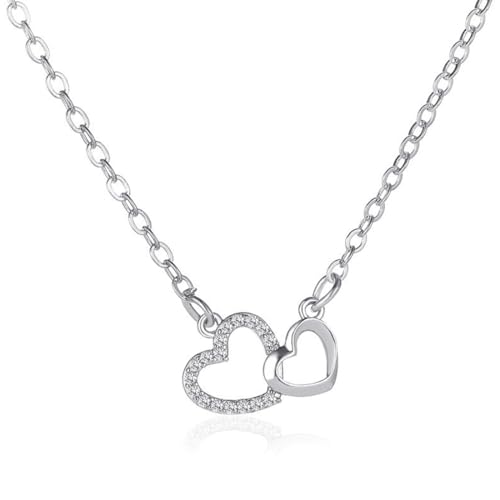 Collar con Forma Corazón, Collar de Mujer con Colgante de Corazón, Colgante corazón Cadena joyería Regalo, para Mamá, Novia, Cumpleaños San Valentín Regalo, Plata Collar con Forma Corazón, Collar de Mujer con Colgante de Corazón, Colgante corazón Cadena joyería Regalo, para Mamá, Novia, Cumpleaños San Valentín Regalo, Plata