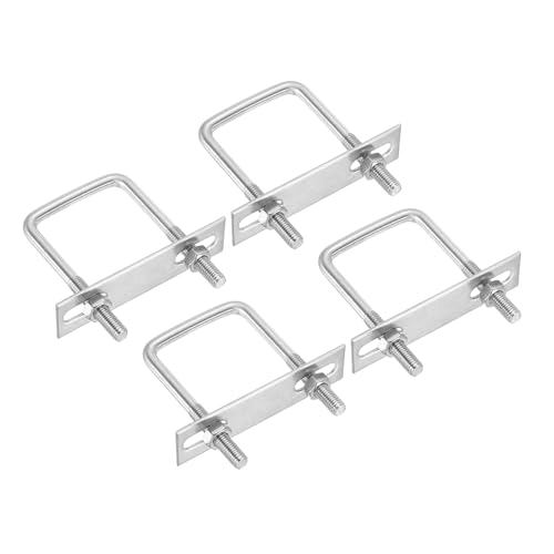 Image of PATIKIL M8x50x50mm Square U-Bolts Kit, 4Set 304 Stainless Steel Square U Shaped Bolts Replacement Parts with Frame Plates and Nuts for Ski Board Sailboat Trailer