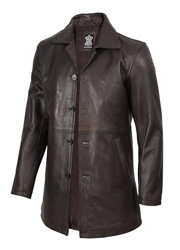 fjackets Leather Trench Coat Mens - Real Lambskin Brown Distressed Natural Mens Leather Coats | [1500032] Suprnatural RubOff, S