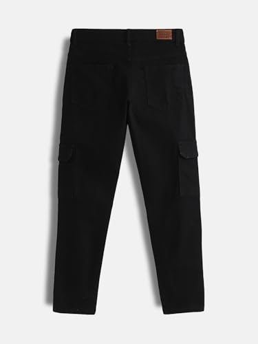 Image of Urbano Juniors Boy's Regular Fit Washed Denim Cargo Jeans with 6 Pockets Stretchable