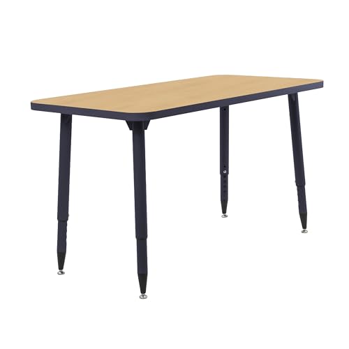 Image of Adapte Commercial Classroom Activity Table - 24 inch x 48 inch Rectangle, ADA Compliant Tapered Legs with Glides & Casters, Adjustable Height 22-34 inch Wheelchair Accessible, School & Office Furniture