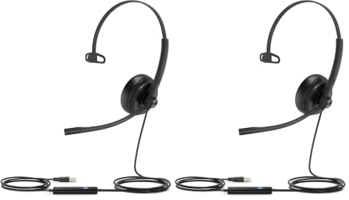 Image of Yealink UH34 Wired Headset,USB-A,Noise Canceling Mic,in-Line Control,On-Ear (Pack of 2)