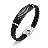MEALGUET Always Remember You are Braver Stronger Smarter Loved Inspirational Quote Engraved Leather Bracelet Birthday Graduation Gifts for Son Dad Boyfriend Encouragement Gift for Him