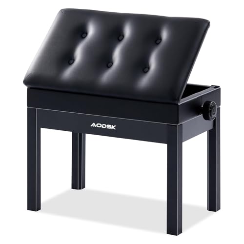 AODSK Adjustable Wooden Piano Bench with Storage